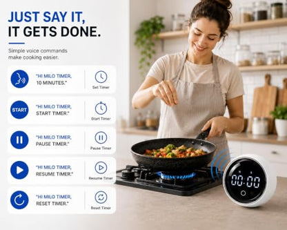 DLUCK Digital Rotating Magnetic Kitchen Timer with Voice Control