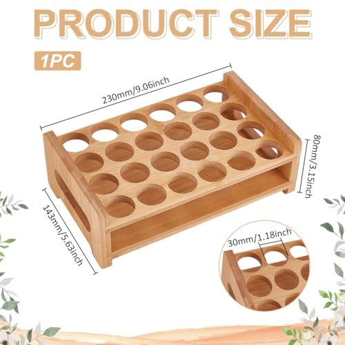 UNICRAFTALE Wooden Test Tube Rack 24-Holes Bamboo Multi-Use Cylinder Tube Display Racks Rectangle Razors Pencils Art Brushes Holder for Laboratory Home Crafting Potted Plant 9.06"x5.63"x3.15" - size: 23x14.3x8cm