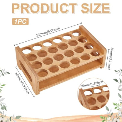 UNICRAFTALE Wooden Test Tube Rack 24-Holes Bamboo Multi-Use Cylinder Tube Display Racks Rectangle Razors Pencils Art Brushes Holder for Laboratory Home Crafting Potted Plant 9.06"x5.63"x3.15" - size: 23x14.3x8cm