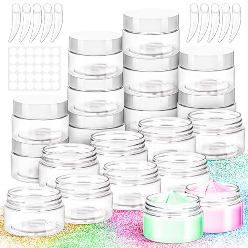 20 Pack 1oz Plastic Jars Containers, 30ml Travel Size Container Jars with Lids, 30g Small Travel Cosmetic Container Jar for Toiletries Cream Makeup Cosmetic Salves Sample Slime Lip Balm Lotion - color: White, size: 1oz