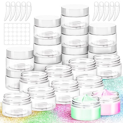 20 Pack 1oz Plastic Jars Containers, 30ml Travel Size Container Jars with Lids, 30g Small Travel Cosmetic Container Jar for Toiletries Cream Makeup Cosmetic Salves Sample Slime Lip Balm Lotion - color: White, size: 1oz