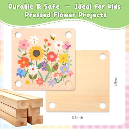 Aboofx Creativity Pressed Flower Art Kit for Kids, Small Flower Press Kit for Craft Pressed Flowers & Plant Pressing, Recycle Botanical Class Project Craft Kit, Nature Gift for Girls & Boys Ages 5+ - size: 5.8" x 5.8" 4 Layers