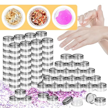 200 Pack 5g Plastic Jars with Lids, 5ml Round Clear Cosmetic Containers Makeup Jars, 5gram Travel Size Container Jar with Spatulas for Makeup Lotion Cream Sample Ointment Salve Balm Powder - color: Black, size: 200PCS