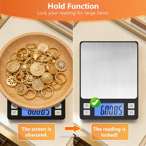 BOMATA Digital Jewelry Scale, 1000g×0.01g High Precision Gram Scale - color: Black