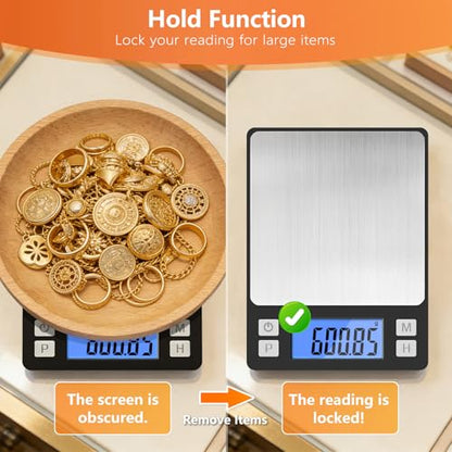 BOMATA Digital Jewelry Scale, 1000g×0.01g High Precision Gram Scale - color: Black