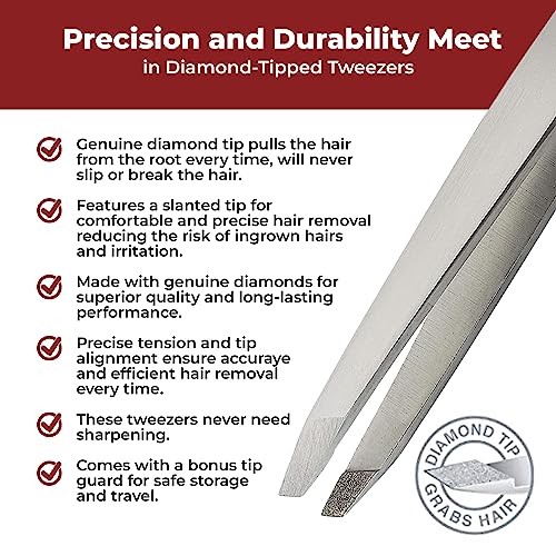 WBT Diamond Tip Slant Precision Tweezer for Eyebrow & Ingrown Hair Removal - style: Diamond Slant Tip