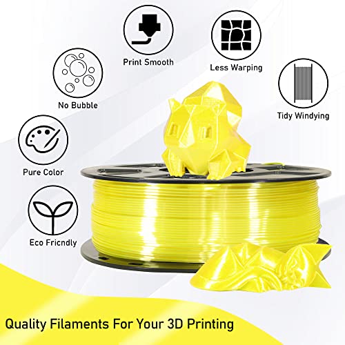 Silk Yellow Shiny PLA 3D Printing Filament, 1KG 2.2Lbs 1.75mm 3D Print Material with High Diameter Accuracy, Neatly Wound Silk PLA Widely Support for FDM 3D Printers by MIKA3D - color: Silk-yellow