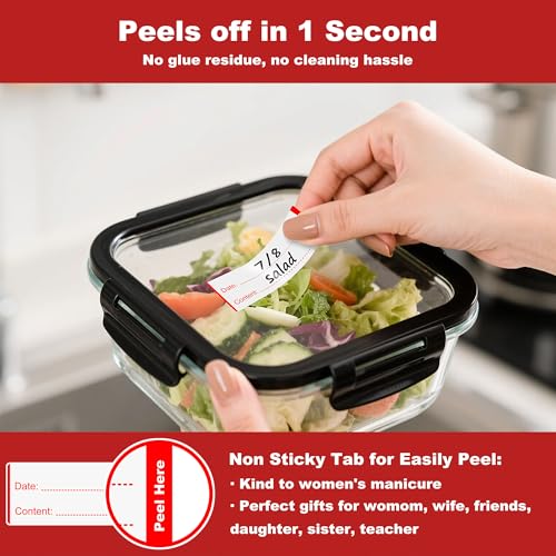 NATURALABEL 300 Removable Freezer Labels with Dispenser, 1" x 3" (Red) - color: Preprinted-red