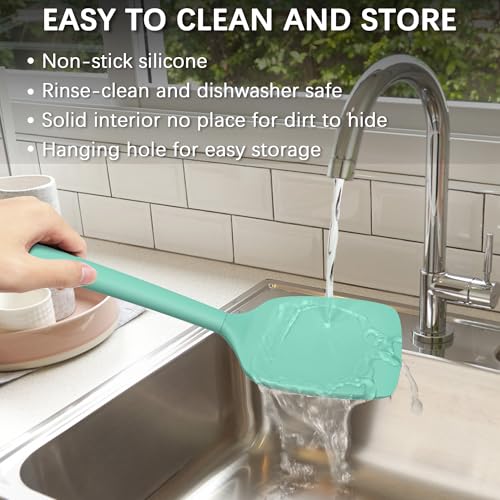 Coukre 2 Pack Silicone Spatula Set,High Heat Resistant, BPA-Free - color: PureAquaGreen