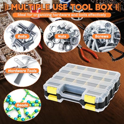 Small Parts Organizer Storage Case Tools Box 34-Compartments - color: Yellow