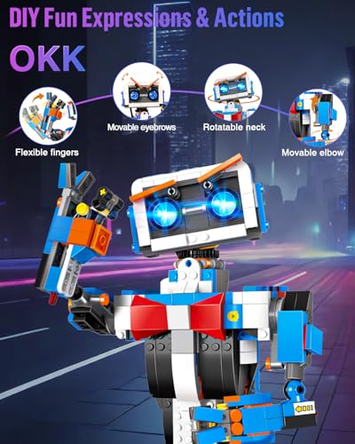 okk STEM Robot Toys for Kids 8-12, APP RC Control Programmable Building Kit