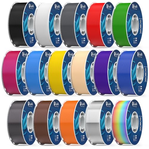 PETG Filament 16KG Color Mix Bundle – 16 Rolls Bundle, 1.75mm ±0.03mm High Precision, High Toughness & Heat Resistance, Compatible with FDM 3D Printers - color: 16 Colors - Sky Blue & Rose Decor Set, size: 16KG