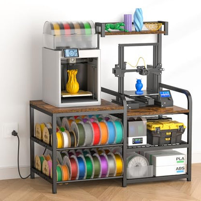 Dual‑Zoned 3D Printer Table with Filament Storage&AMS System Storage Shelf.