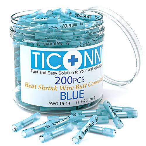 TICONN 200PCS Heat Shrink Butt Connectors, Crimp Wire Connectors Kit - size: Blue 200 PCS