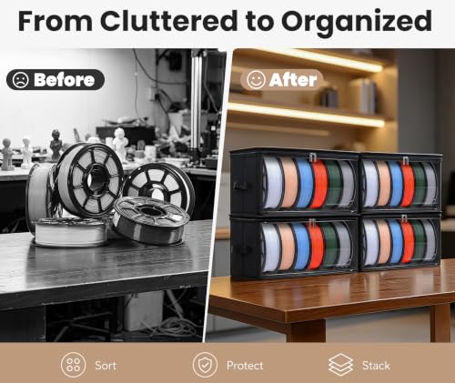 Filament Storage Box, 4 Packs Hold Up to 24 Rolls