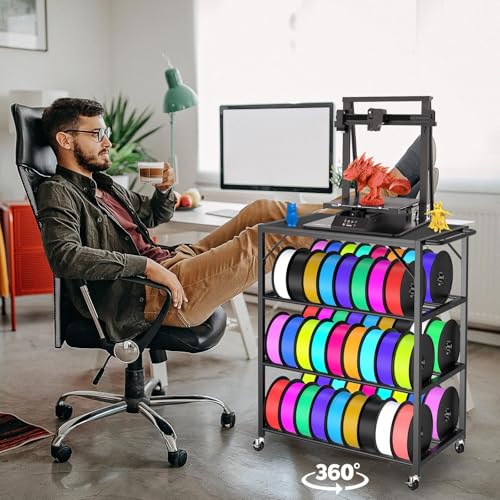 3D Printer Stand Table for 48 Filament Storage Rack, Black - color: Black