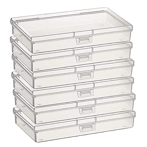 Gebildet 6 Pcs Clear Storage Box, Rectangular Plastic Containers Case with Lid for Pills, Jewellery, Tiny Bead, Herbs, Craft Items - size: 14.8×7.9×1.9cm