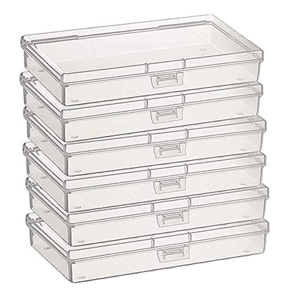 Gebildet 6 Pcs Clear Storage Box, Rectangular Plastic Containers Case with Lid for Pills, Jewellery, Tiny Bead, Herbs, Craft Items - size: 14.8×7.9×1.9cm