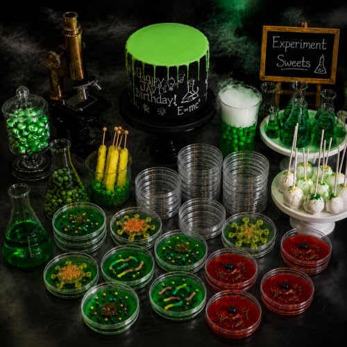 Kingdder 36 Pack Halloween Mad Scientist Decorations, Plastic Petri Dishes