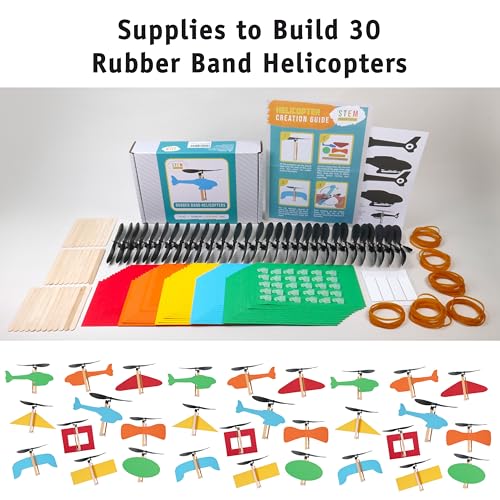 Rubber Band Helicopter Kit, 30-Pack - Bulk STEM Toy Kits, Classroom - size: 30 Pack