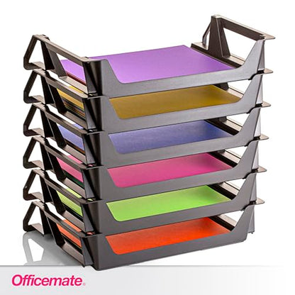 Officemate Recycled Desk Tray,Side Load,15 1/8 x 8 7/8 x 15,Letter/A4, (26212),6 Count (Pack of 4) - size: 15.6" x 5" x 10.4" (Pack of 4)