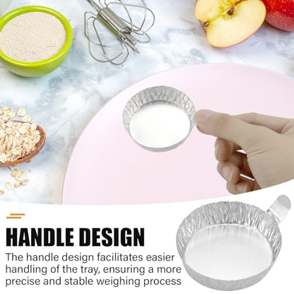 100 Pcs Aluminum Weighing Boats, Reusable Foil Weighing Trays with Handle