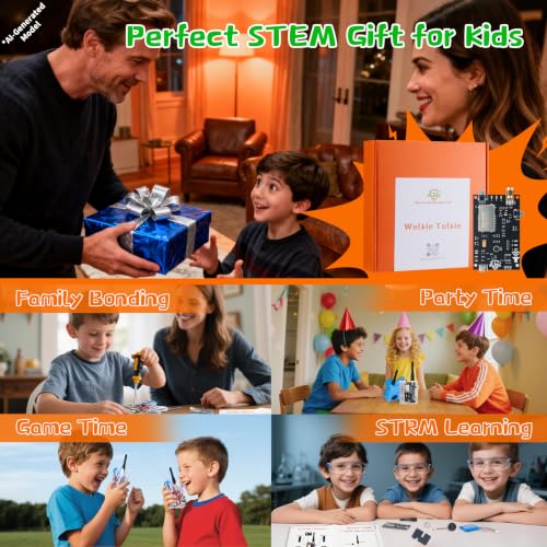 eUda+ STEM Walkie-Talkies Kit for 8-13-15-17+ Boys & Girls Stem Kits for Kids Age 8-10-12-14-16-18+ Science Experiments for Kids 9-12 DIY Kits for Kids Teenage Girl Gifts (Assembly Version, BTC) - size: Assembly Version, Bear-Transparent Clear (BTC)