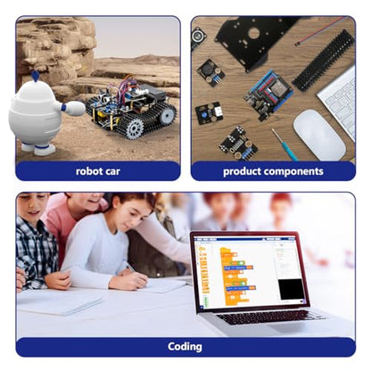 ACEBOTT Smart Robot Tank Car Kit with ESP32 for Arduino Robotics for Kids Ages 8-12 12-16 STEM Science Kits Coding Gifts for 8-16 Year Old Boys Girls Teens Cool Engineering Building Toys Unique Gifts - color: Gray