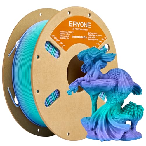 ERYONE Matte Gradient Rainbow 3D Printer PLA Filament 1.75 +/- 0.03mm, Matte Multicolor Filament PLA 1KG(2.2LBS) Spool, Dreamland (Blue Green Purple) - color: Matte Gradient Dreamland, size: 1KG