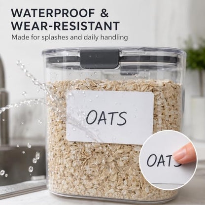 120 Matte White Waterproof Removable Labels with Marker, 4 x 2 in with Marker for Jars, Bins, Bottles, and Boxes - color: Large Matte White