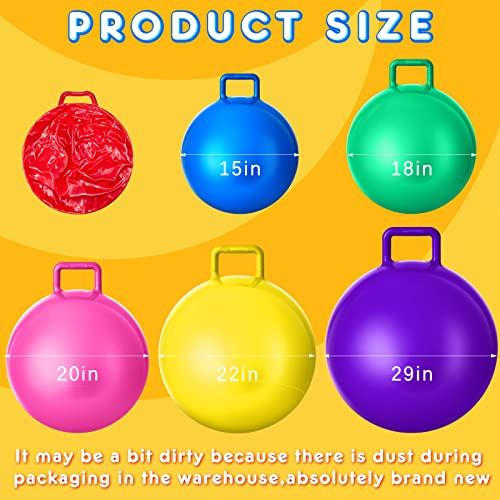 Lewtemi 6 Pcs Hopper Ball with Handle, 15 Inch, Rainbow Colors - color: Rainbow Colors, size: 15 Inch