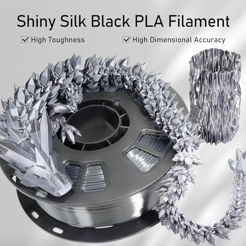 Silk Sliver PLA Satin Shiny 3D Printer Filament, 1.75mm Diameter 1kg Spool 2.2lbs for FDM 3D Printers - color: Silver
