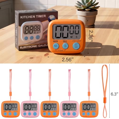 Weewooday 24 Pcs Digital Kitchen Timer Magnetic LCD Alarm, Pink, Orange - color: Pink, Orange