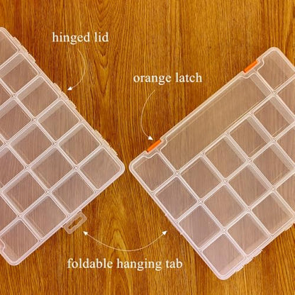 2 Pack Fixed 21 Grids Large Clear Plastic Storage Box - size: L