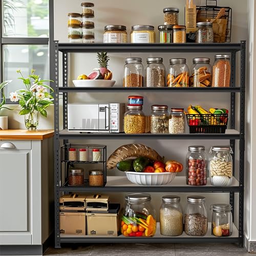 WORKPRO 5-Tier Adjustable Metal Shelving, 2500‑LBS Load, 48”W x 72”H x 24”D - size: 48”W x 72”H x 24”D Particle Board