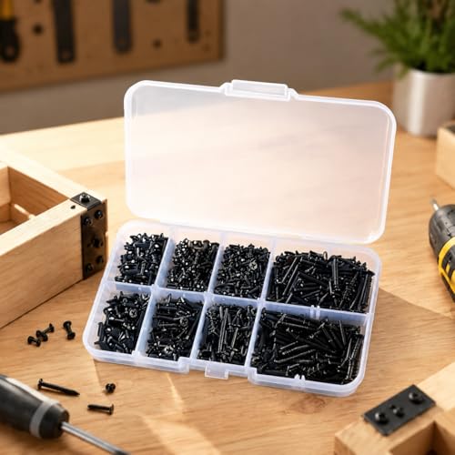 Generic Black Phillips Self Tapping Screw Assortment Kit Miniature Hardware Fasteners 800 Pieces for Electronics