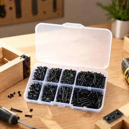 Generic Black Phillips Self Tapping Screw Assortment Kit Miniature Hardware Fasteners 800 Pieces for Electronics