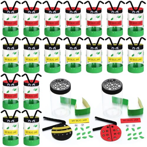Tioncy 24 Pcs Plastic Bug Jar Craft Kit Bug Collection Kit Plastic Viewer for Nature Exploration Collecting