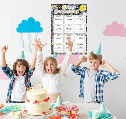 Classroom Birthday Chart Poster, 11.8 x 16.5 Inch Birthday Calendar - color: A-Black