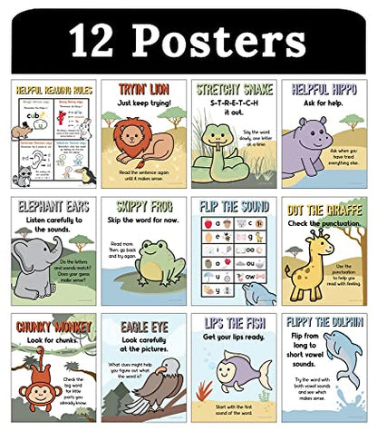 Carson Dellosa 12-Piece Decoding Strategies Posters, 8.5" x 11" Wall Art - style: Decoding Strategies