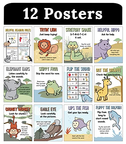 Carson Dellosa 12-Piece Decoding Strategies Posters, 8.5" x 11" Wall Art - style: Decoding Strategies