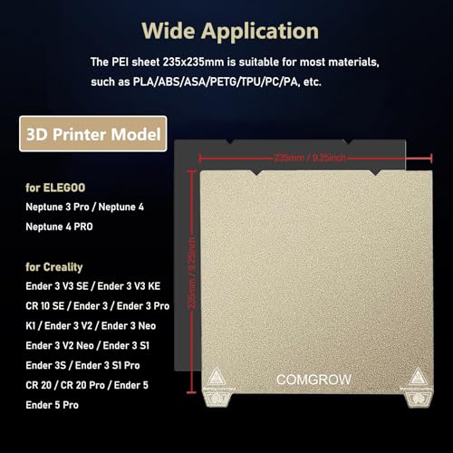 Comgrow Ender 3 V3 KE PEI Spring Steel 235x235mm, Texture PEI Sheet - size: 235*235 for Ender 3 V3 SE