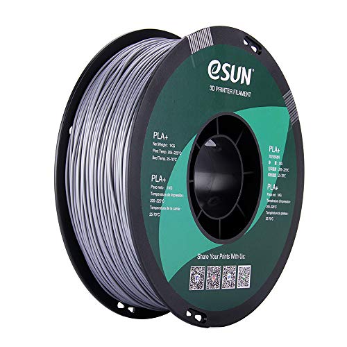 eSUN PLA PRO (PLA+) 3D Printer Filament, Dimensional Accuracy +/- 0.03mm, 1kg, Plastic Spool, 1.75mm, Silver, (Pantone 423C) - color: Silver