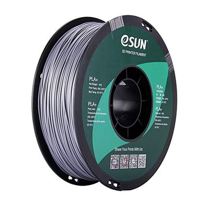 eSUN PLA PRO (PLA+) 3D Printer Filament, Dimensional Accuracy +/- 0.03mm, 1kg, Plastic Spool, 1.75mm, Silver, (Pantone 423C) - color: Silver