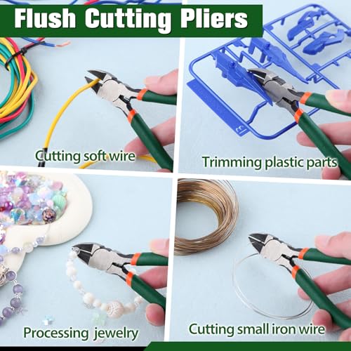 Flush Cutter Pliers 5" Precision Diagonal Pliers with Spring Wire Cutting - size: 5"