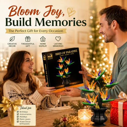 Botanicals Bird of Paradise Artificial Flowers Building Set - color: Vibrant Orange