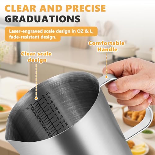 Stainless Steel Measuring Cup with Lid 2L 70 OZ