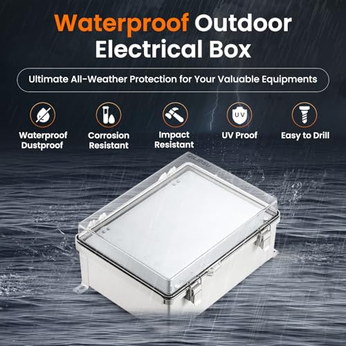 QILIPSU Outdoor Electrical Box Waterproof Junction Box 14.6"x10.6"x5.9" - color: Clear with Inner Door, size: 14.6"x10.6"x5.9"