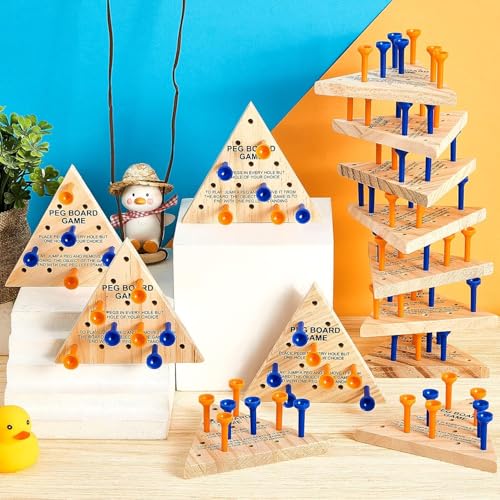 Zhanmai 3 Sets Wooden Triangle Peg Travel Game, Blue & Orange Peg - color: Blue & Orange Peg