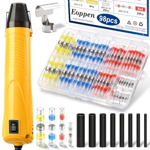 230Pcs Solder Seal Wire Connectors with Mini Heat Gun Kit, Solder Stick Wire Connectors & Heat Shrink Tubing Waterproof and Insulated Electrical Wire Terminals for Marine, Automotive - size: 230Pcs